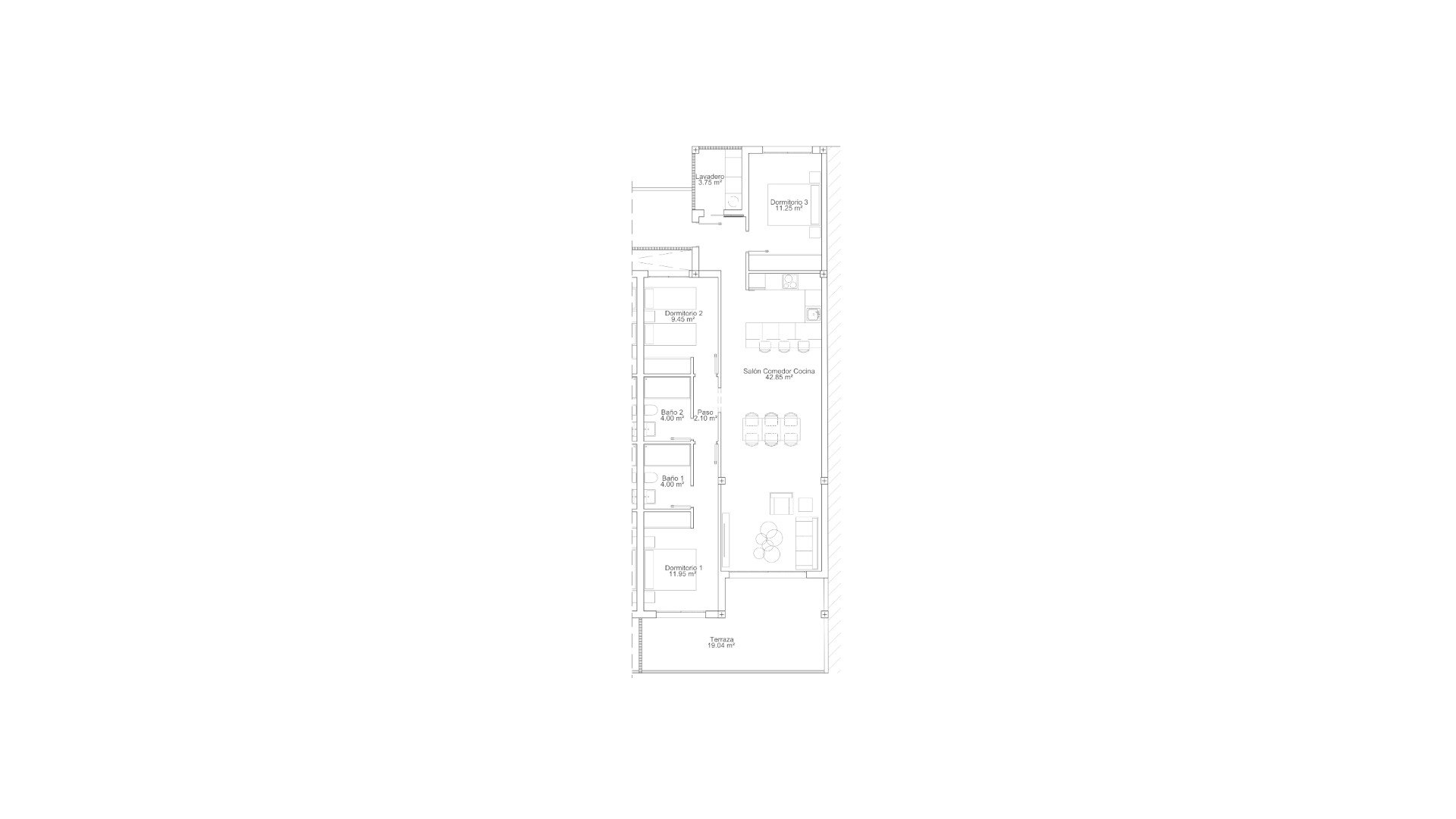 Apartment floor plan, 3 bedrooms in AIRES DEL MEDITERRANEO 4 No. 4