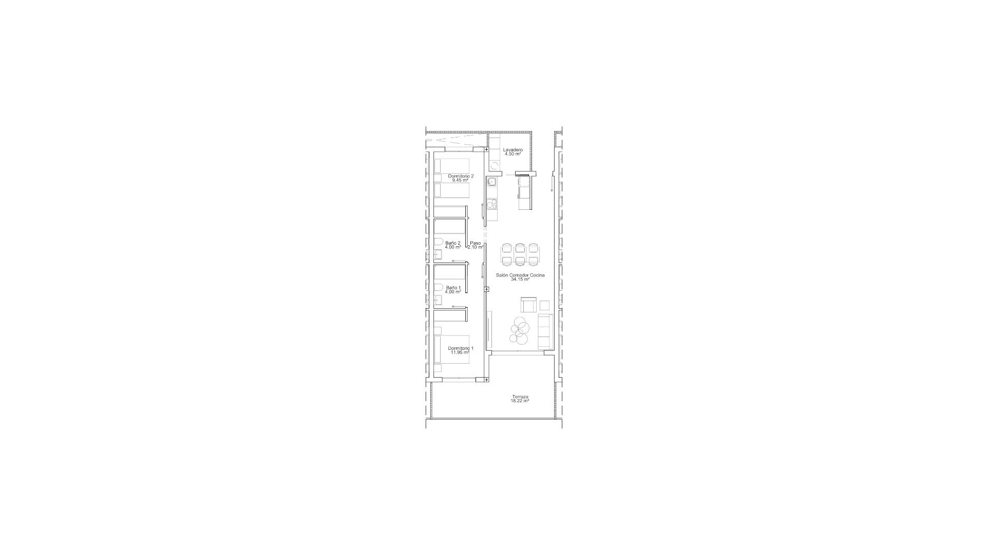 Apartment floor plan, 2 bedrooms in AIRES DEL MEDITERRANEO 4 No. 3